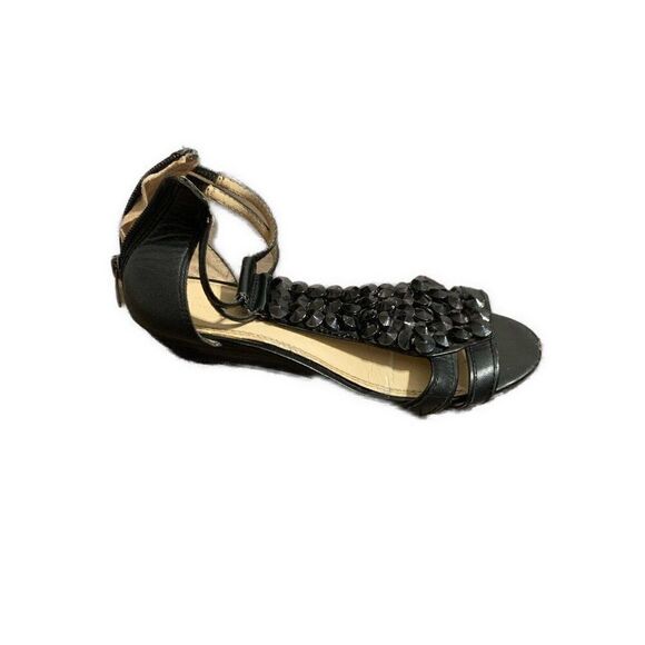 enzo angiolini Womens Solid Black Eakilly Low Wedge Sandals Stud 7 - Picture 2 of 3